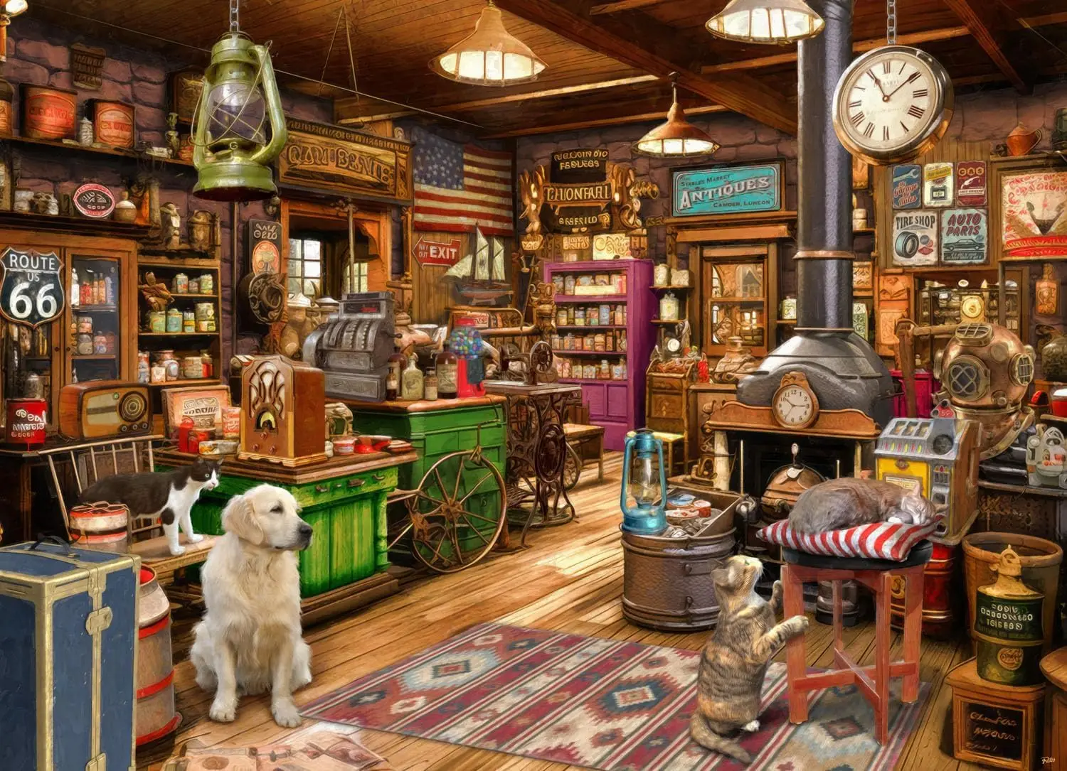 Vintage Collectible Shop - لعبة تركيب خشبية عتيقة بتصميم متجر