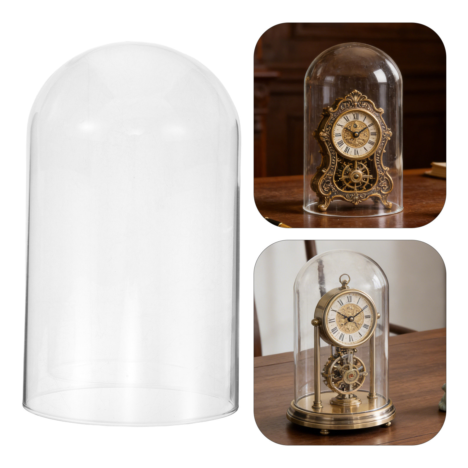 Vintage Collectible Bells - غطاء زجاجي للساعة الميكانيكية، ديكور موقد