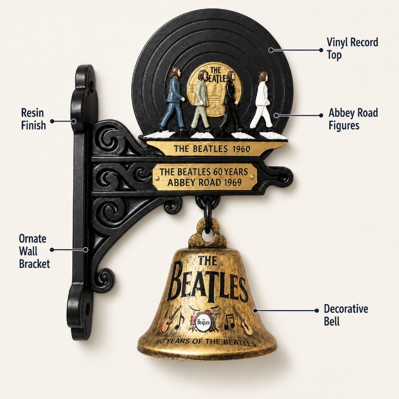 Vintage Collectible Bells - جرس حائط بتصميم ألبوم فينيل ريترو